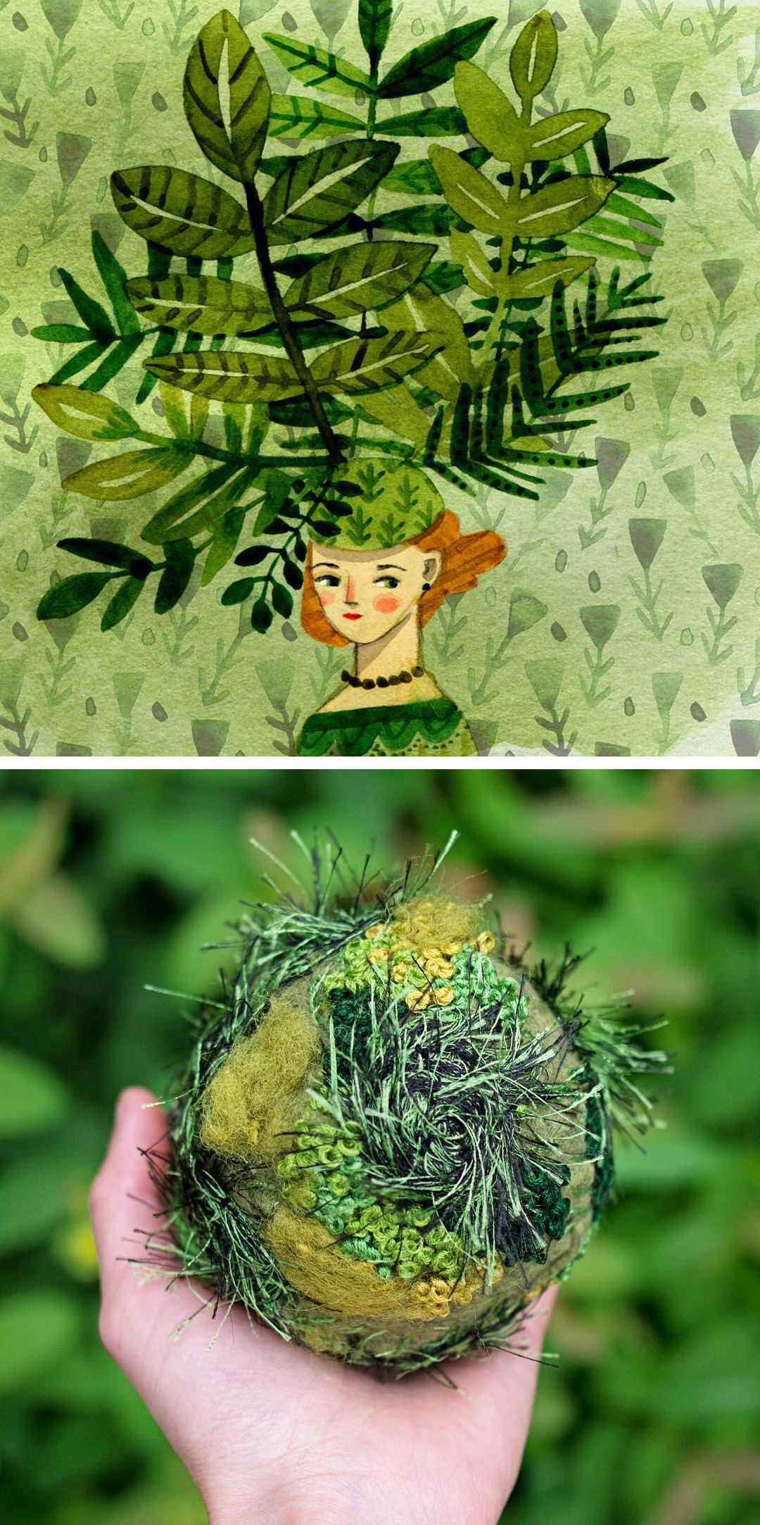 Green art — top: Abigail Halpin, bottom: Emma Mattson