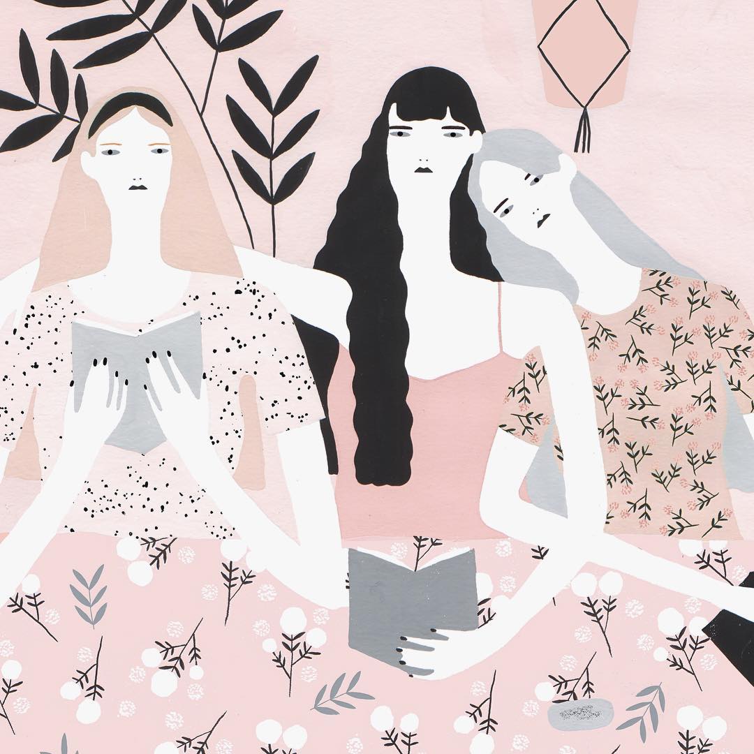 Pink illustrations by Alessandra Genualdo