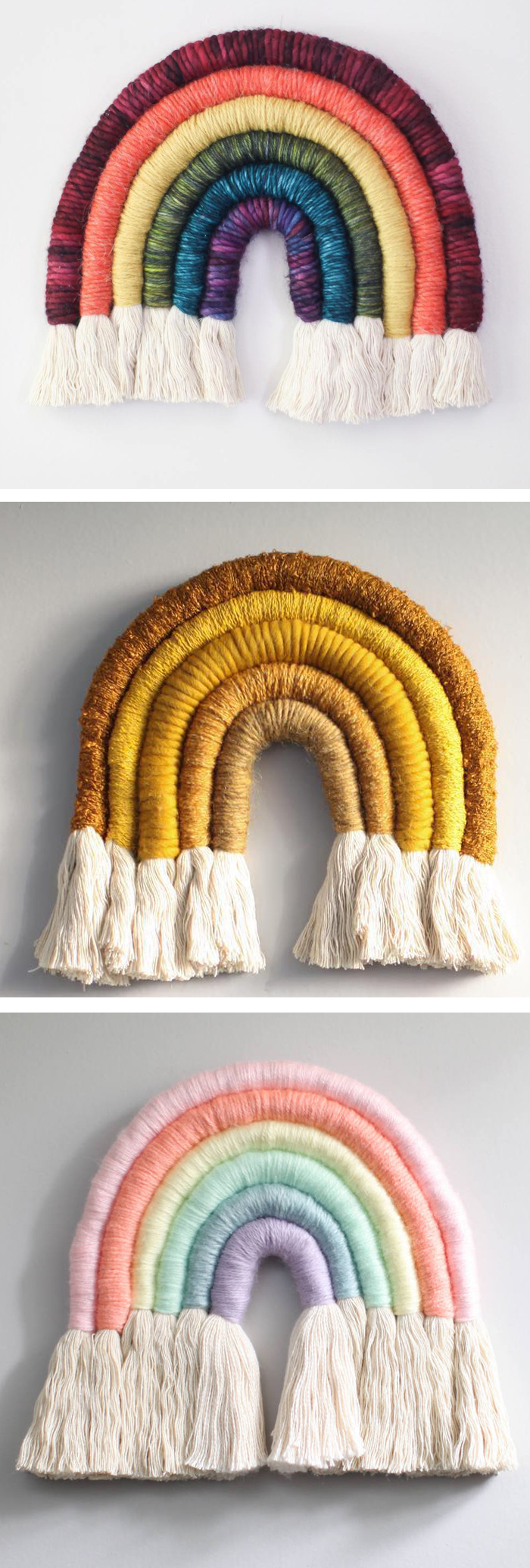 Rainbow weaving fiber art by Mandi Smethells