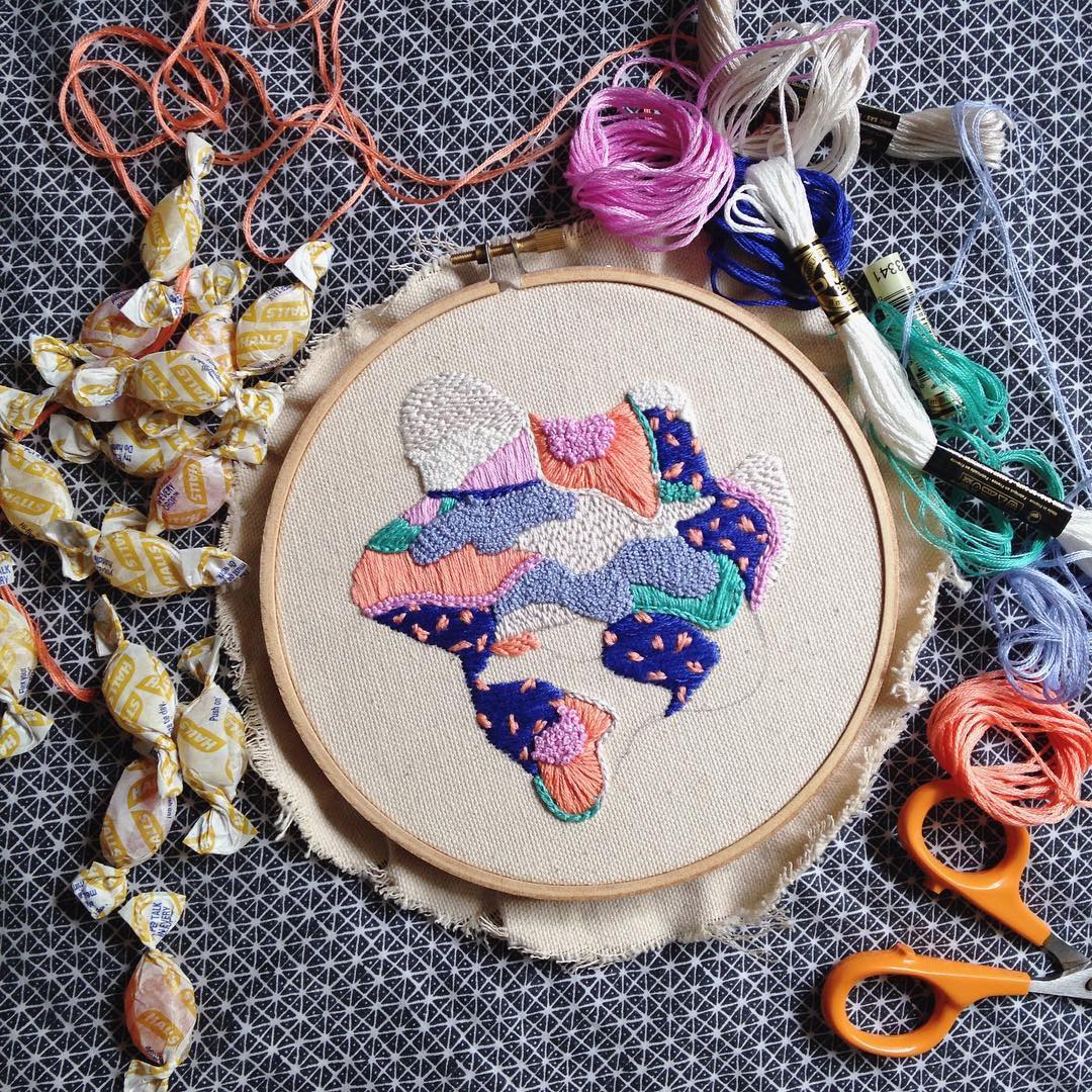 Abstract embroidery by Shea Goitia