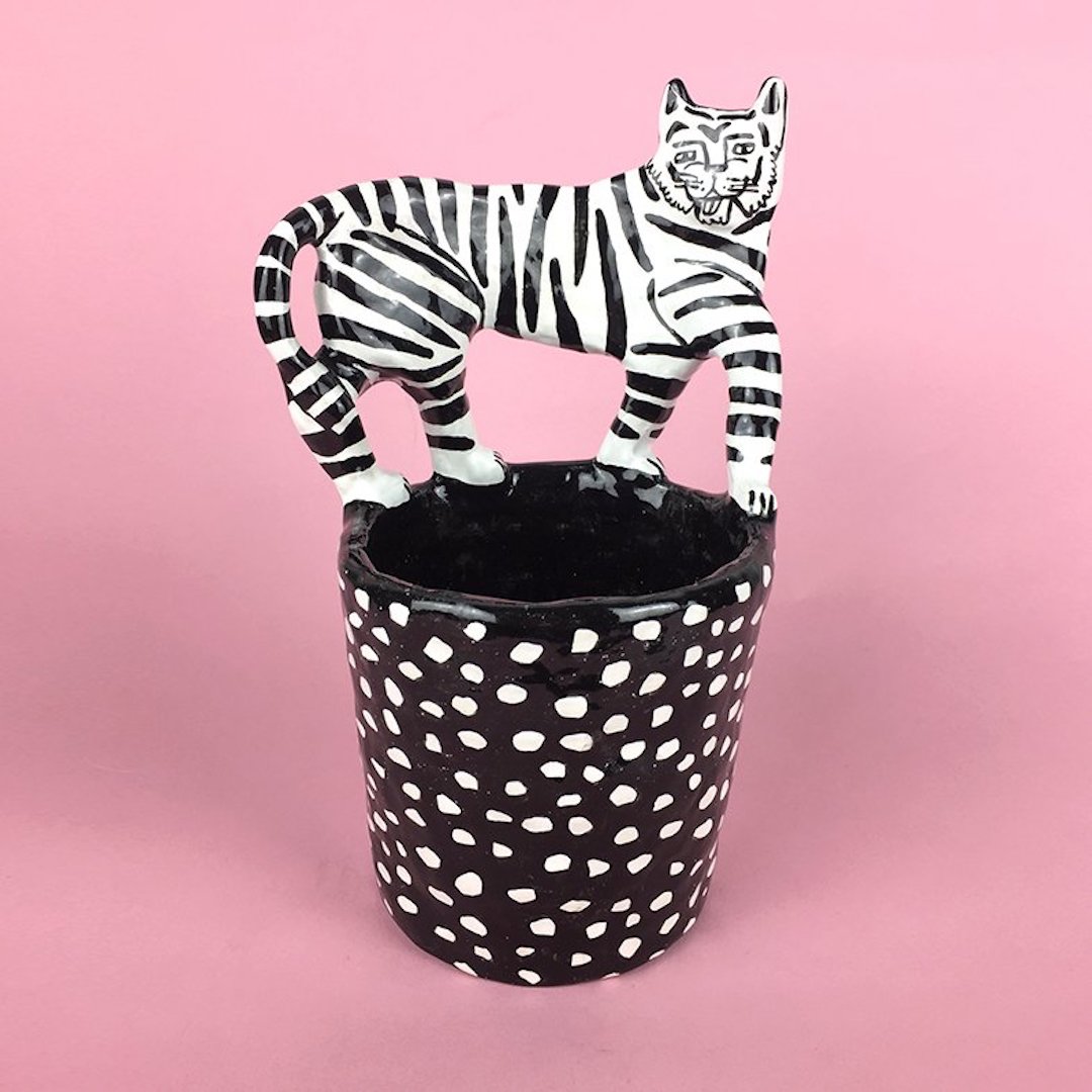 Black and white ceramics by Lucy Kirk