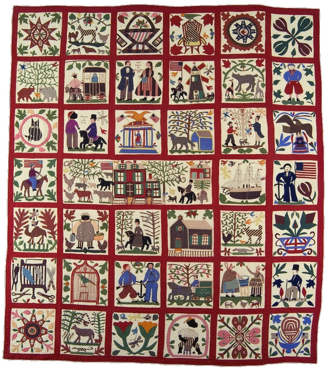 40 Panel Civil War Quilts Depicts Life After the War Through Applique