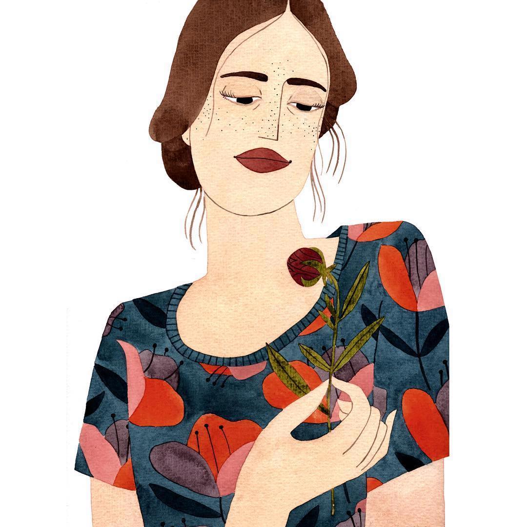 Illustrated portrait of a woman by Brunna Mancuso