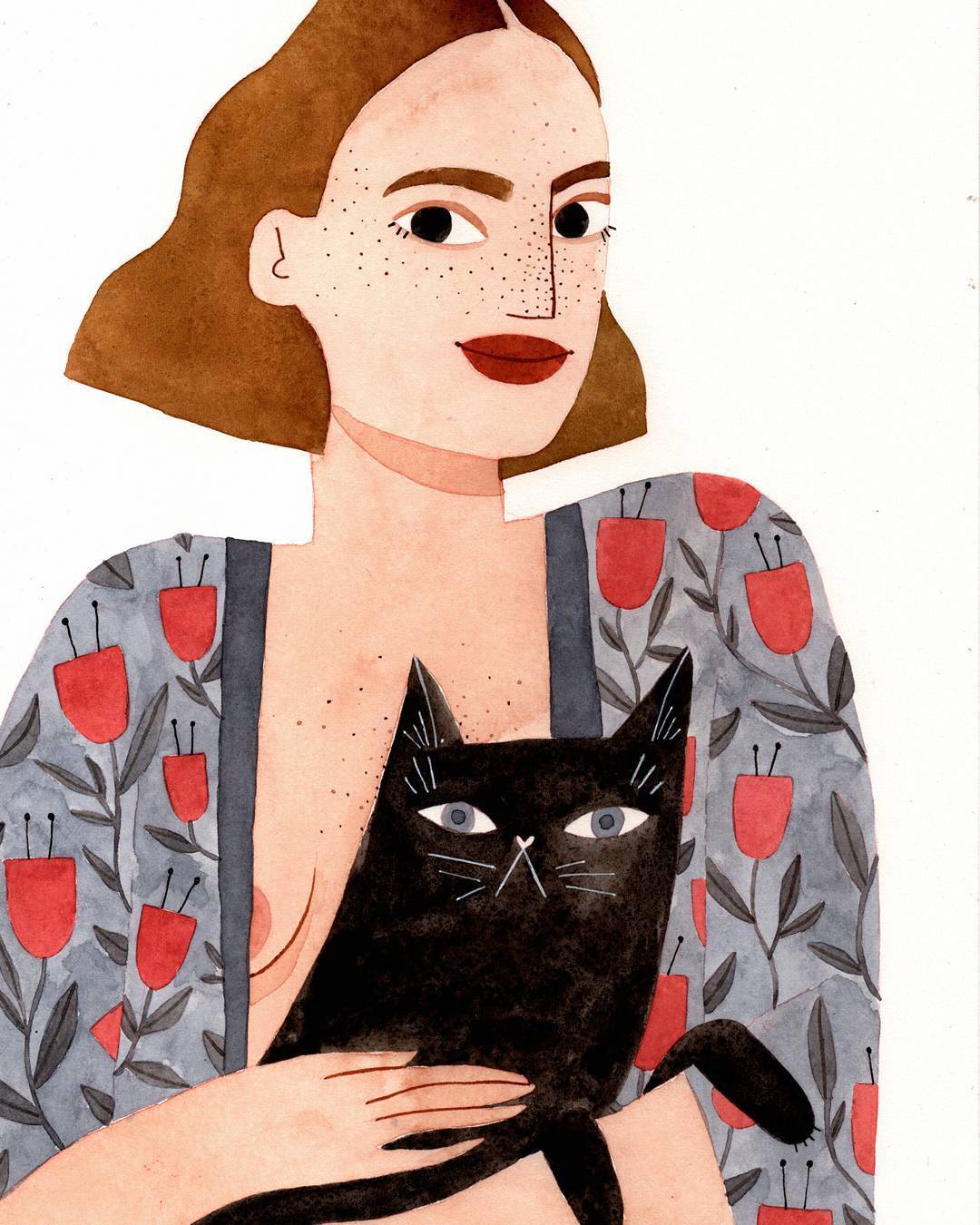 Illustrated portrait of a woman by Brunna Mancuso