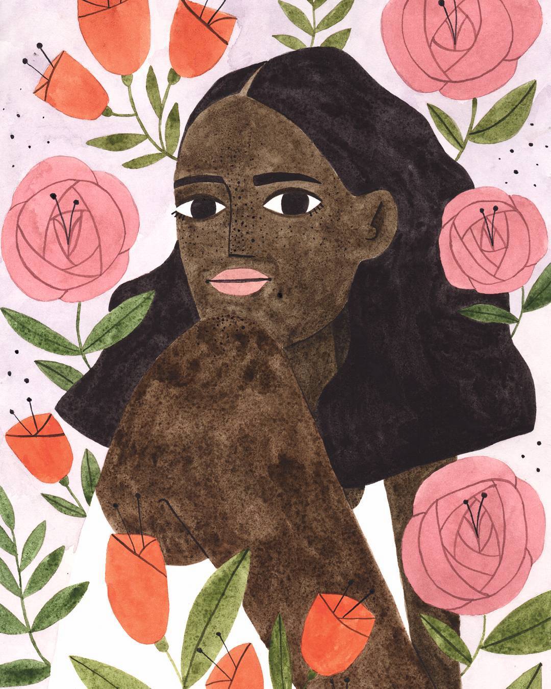 Illustrated portrait of a woman by Brunna Mancuso