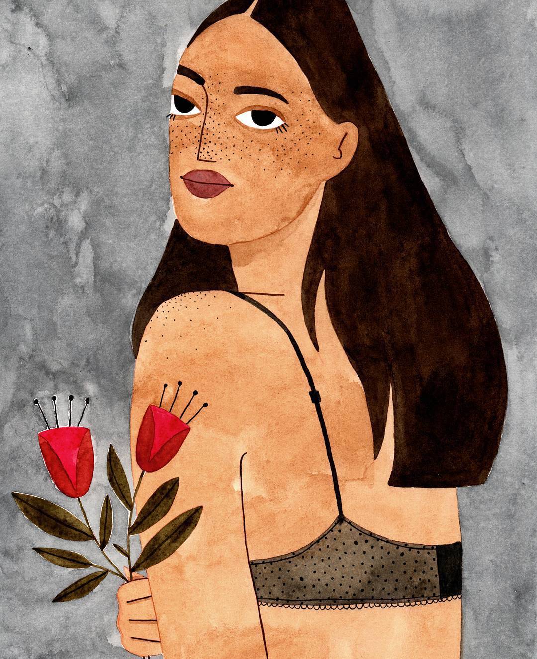 Illustrated portrait of a woman by Brunna Mancuso