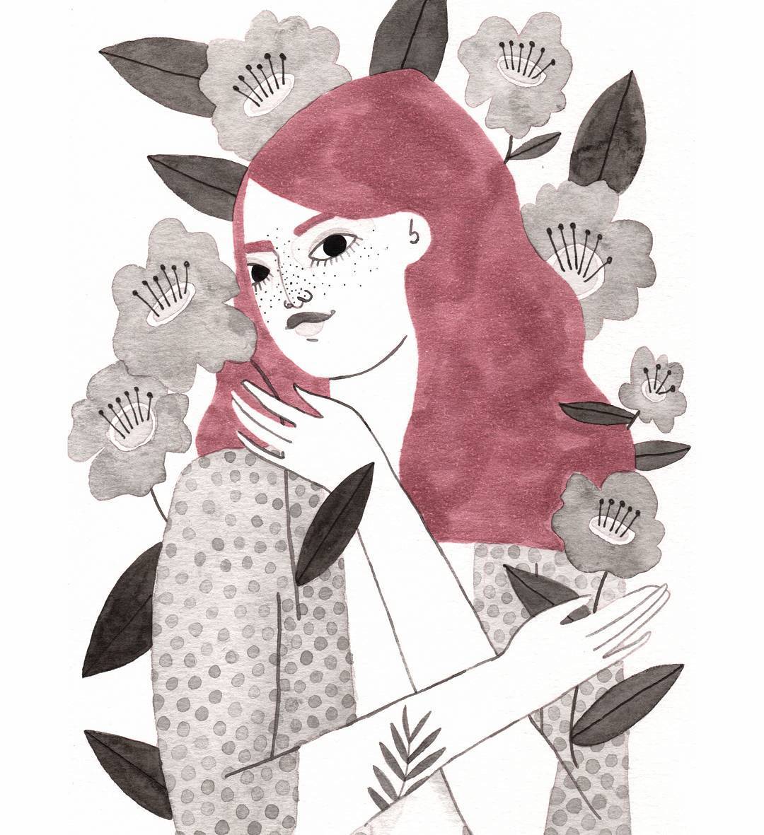 Illustrated portrait of a woman by Brunna Mancuso