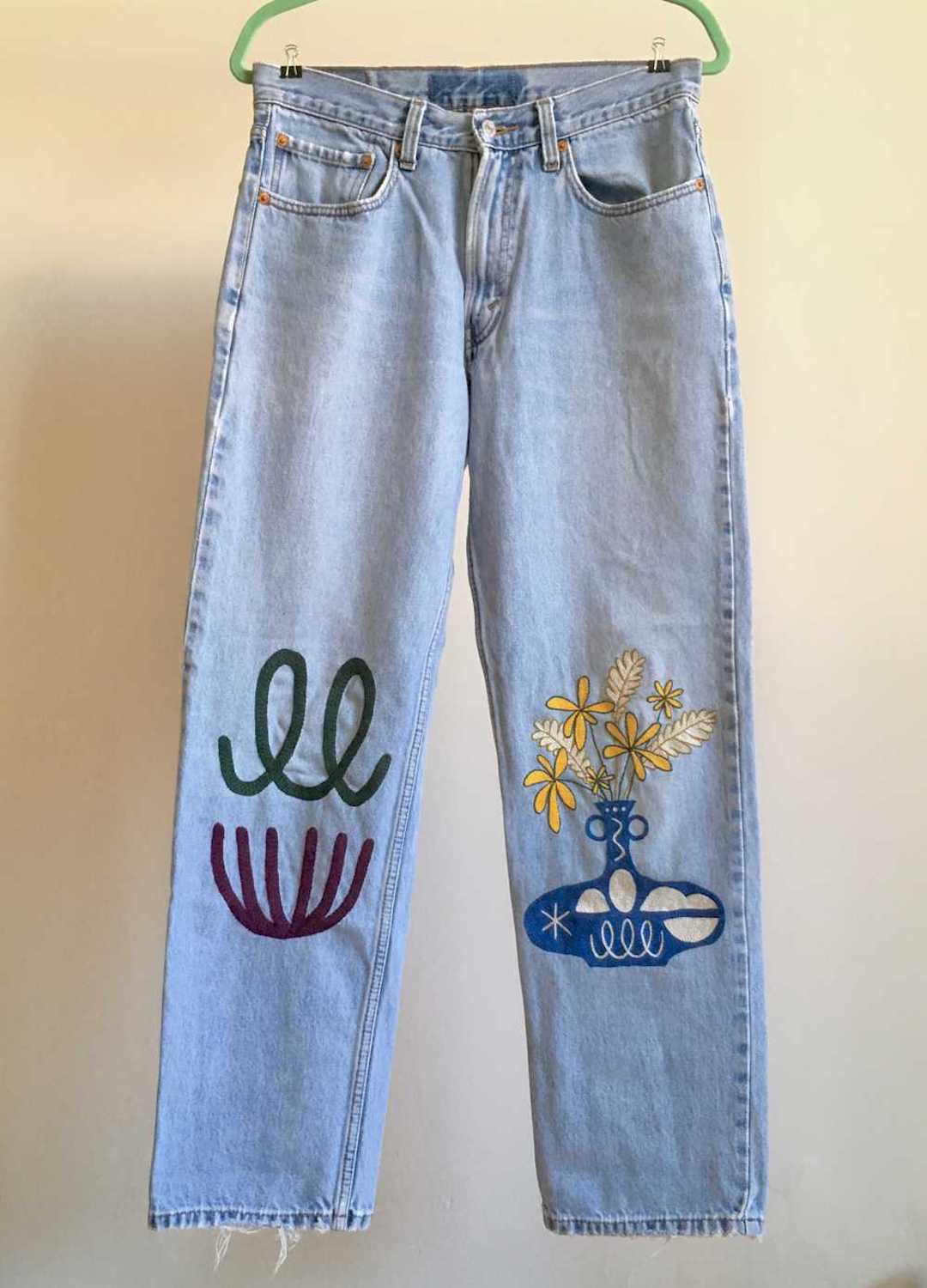 Embroidered denim jeans by Thousand Island