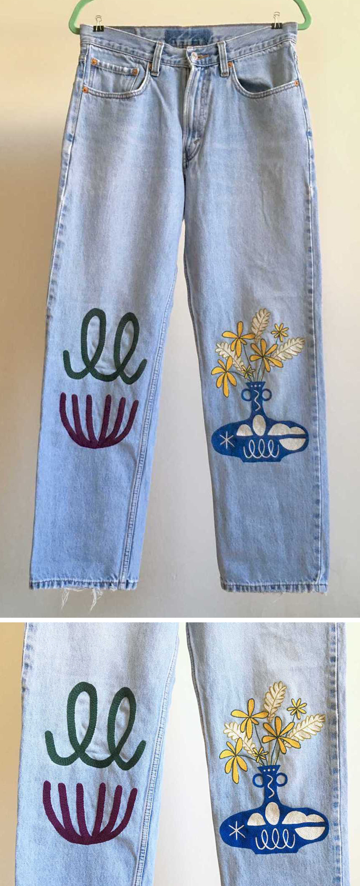 Embroidered denim jeans by Thousand Island