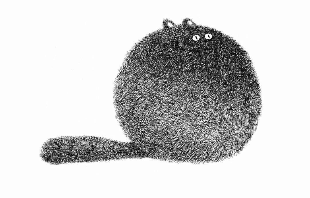 Cat Art Drawings of Felines Too Fluffy for Their Own Good