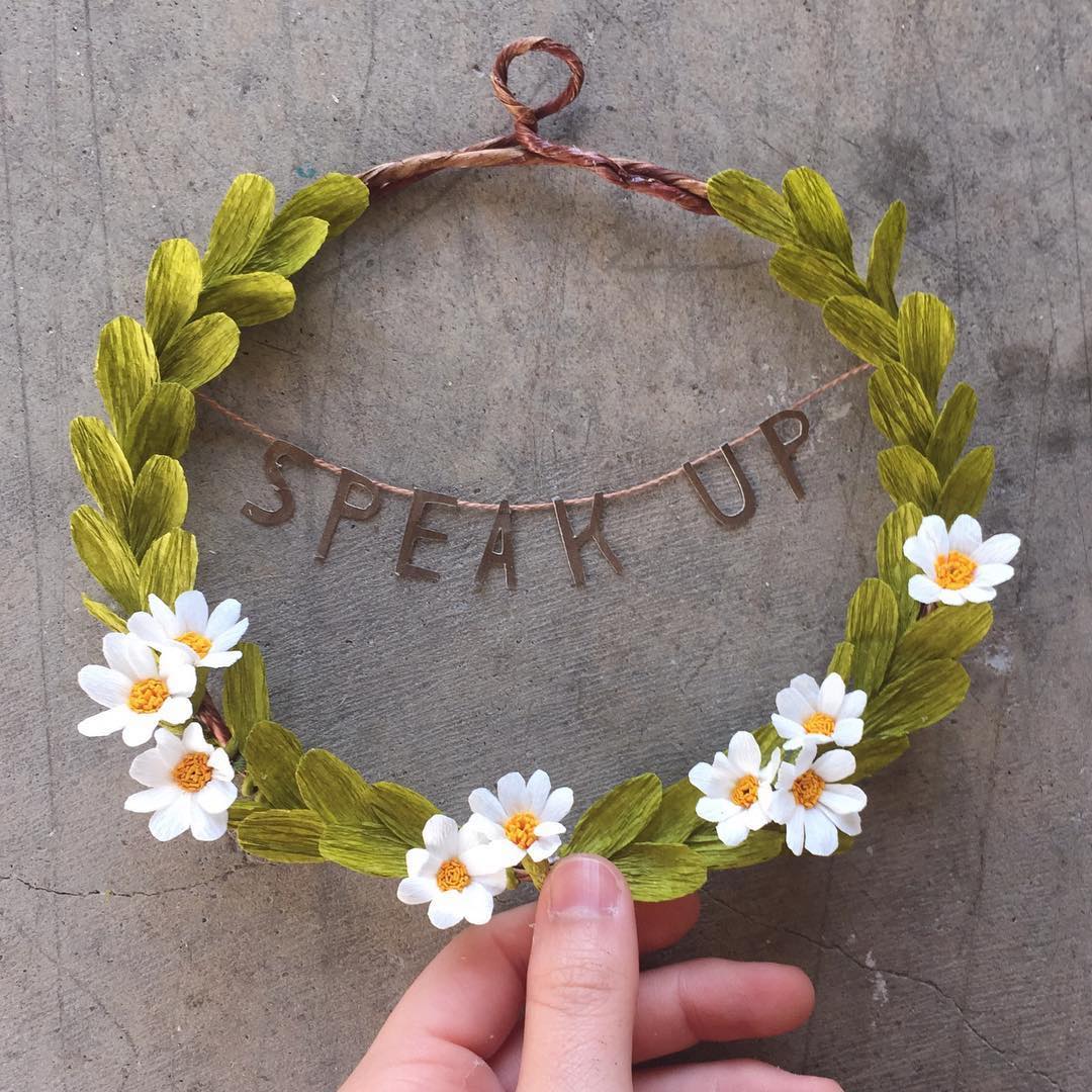 Paper flower wreaths by Grace Chin