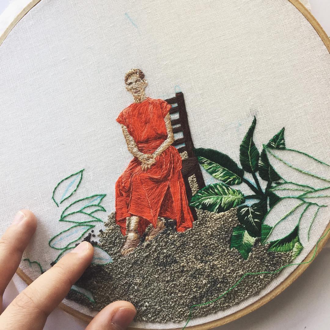 Hand embroidery hoop art by Desert Eclipse Studio