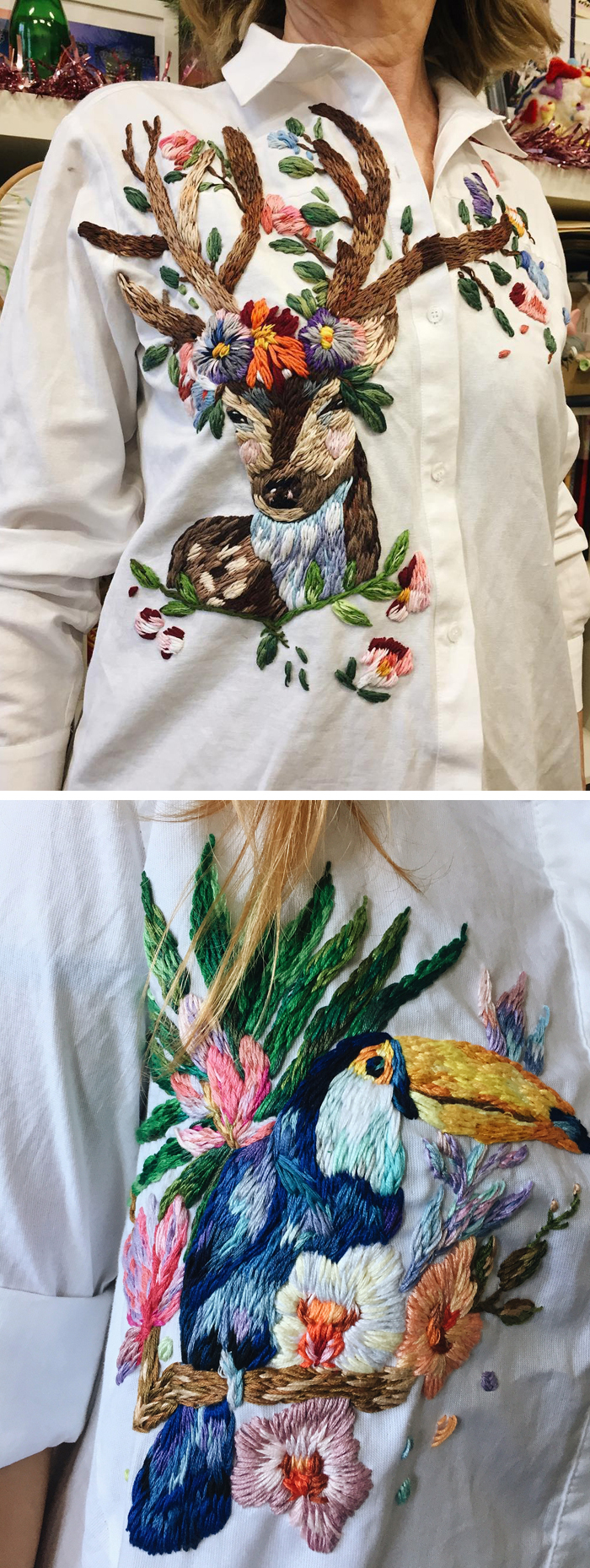 Custom embroidered clothing by Lisa Smirova