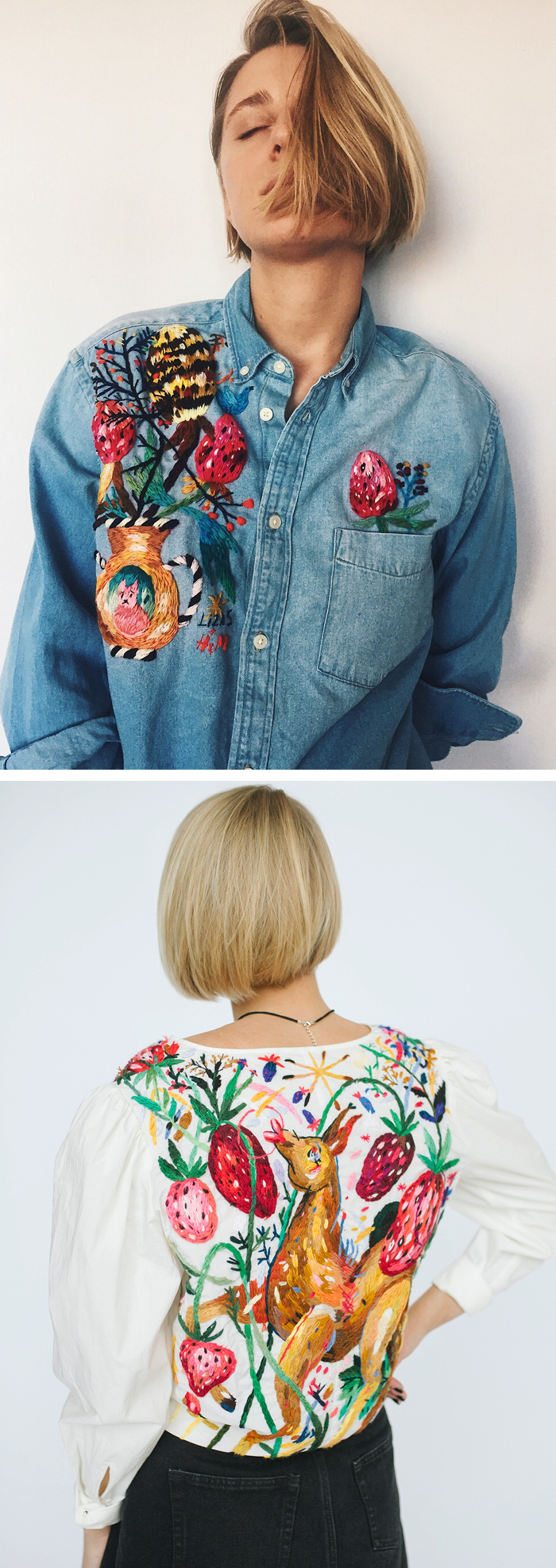 Custom embroidered clothing by Lisa Smirova