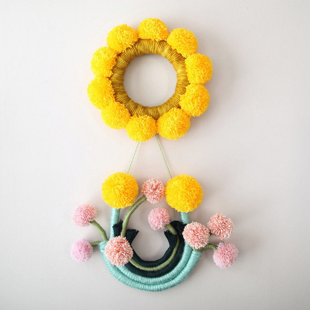 Floral fiber art wall hangings by Mandi Smethells