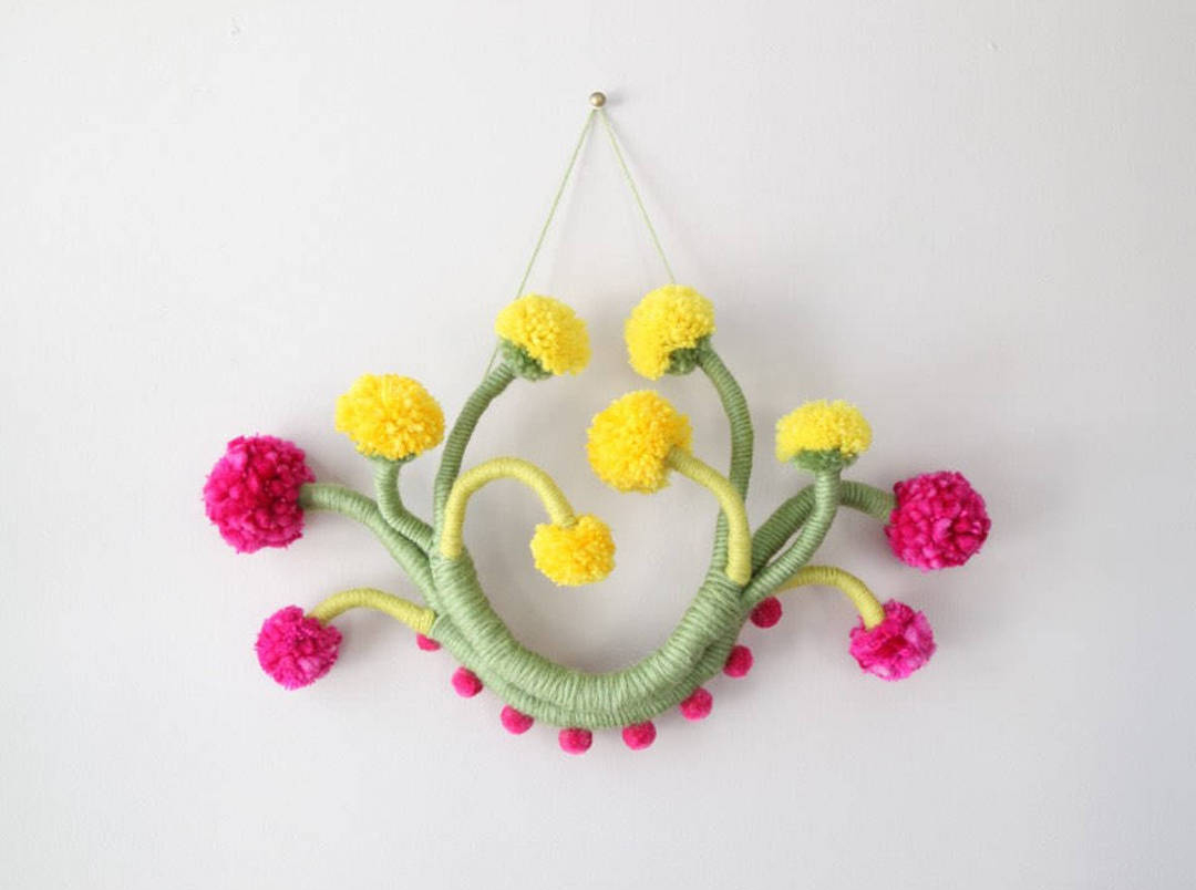 Floral fiber art wall hangings by Mandi Smethells