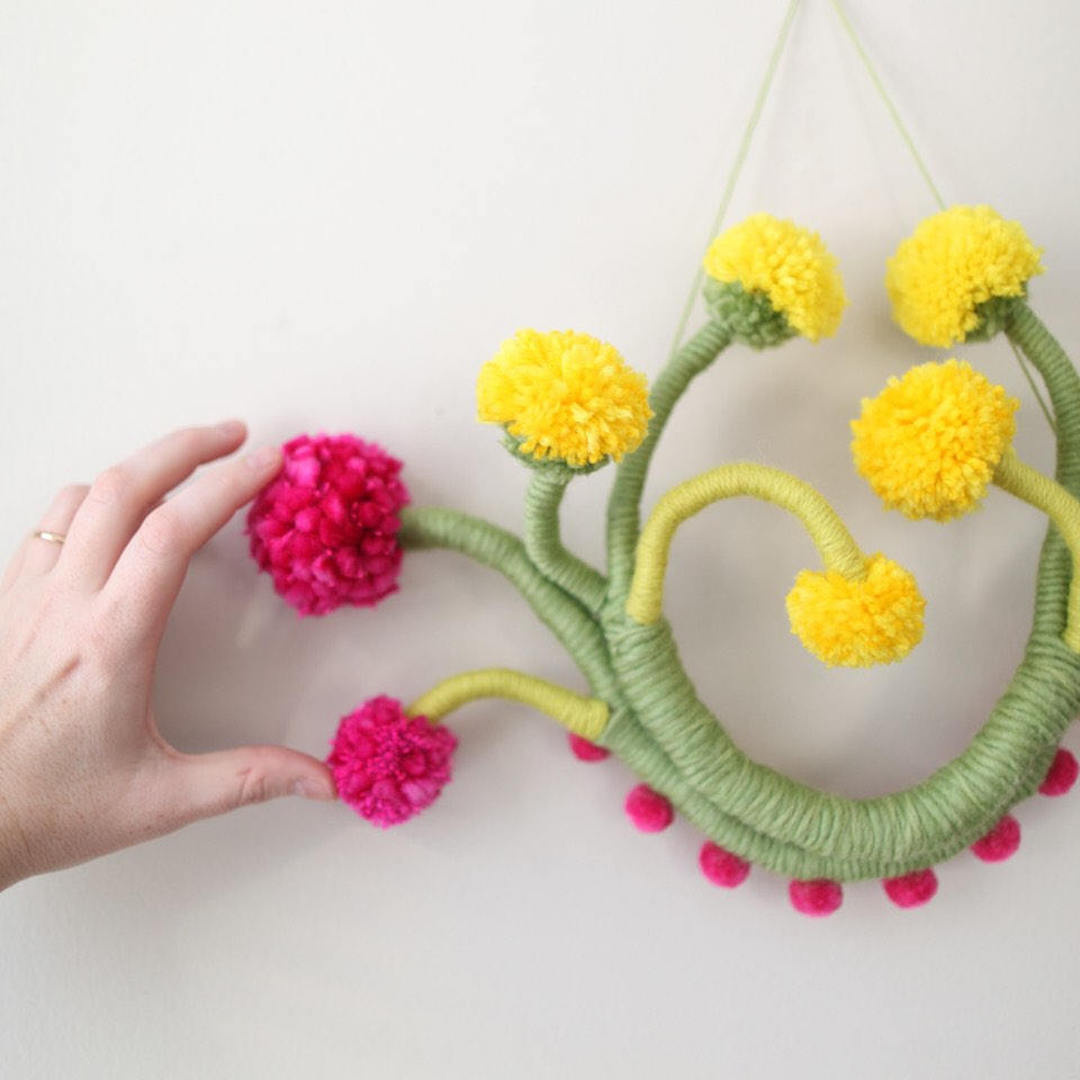 Floral fiber art wall hangings by Mandi Smethells