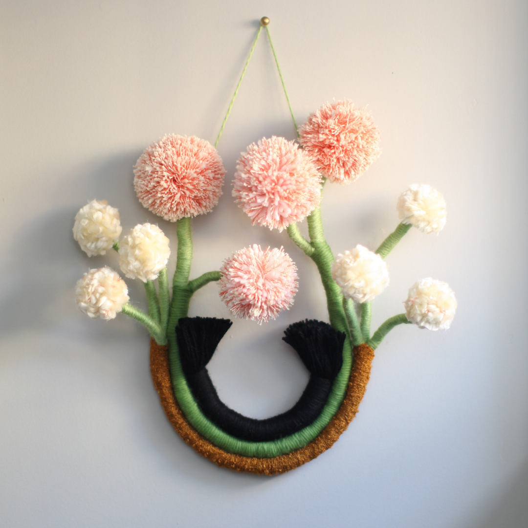 Floral fiber art wall hangings by Mandi Smethells