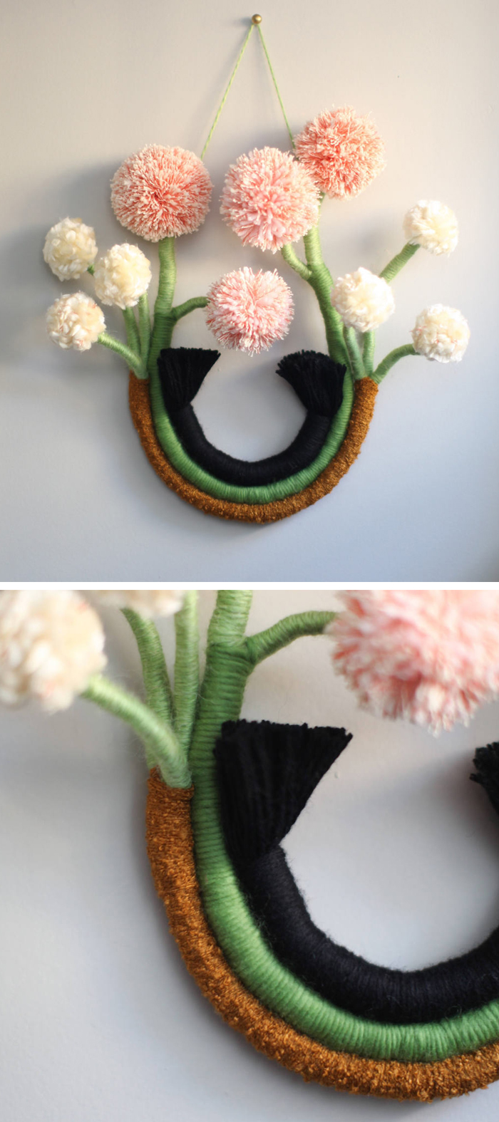 Floral fiber art wall hangings by Mandi Smethells