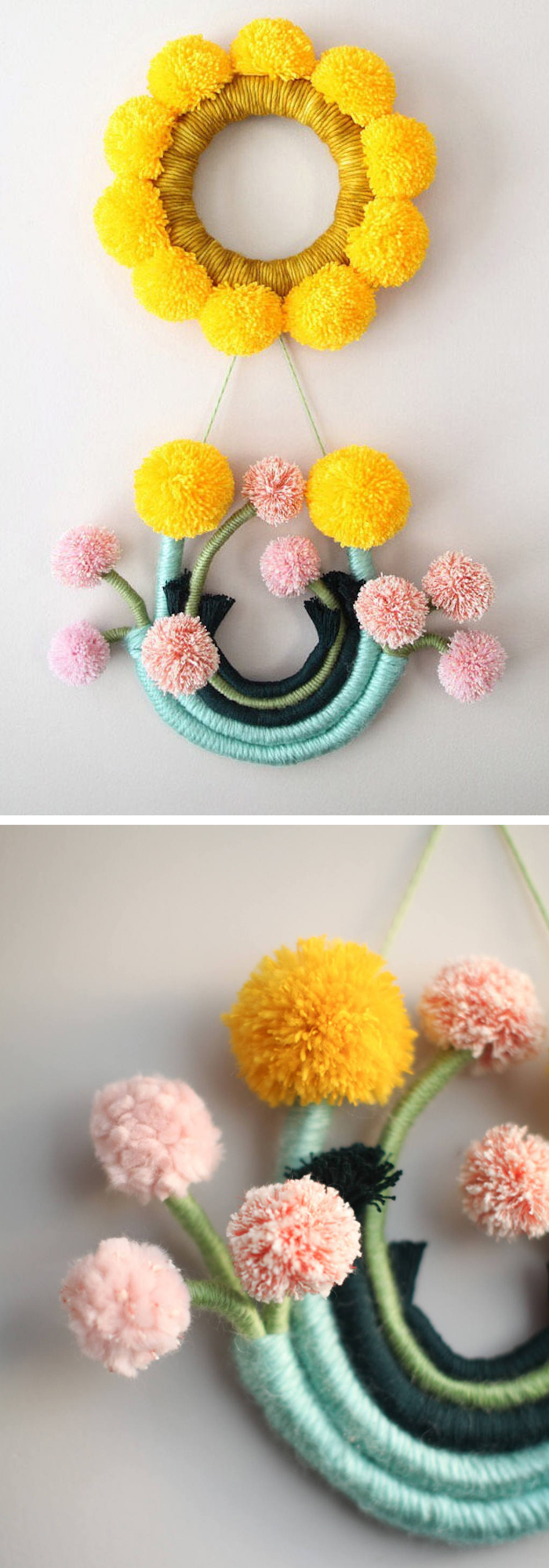 Floral fiber art wall hangings by Mandi Smethells