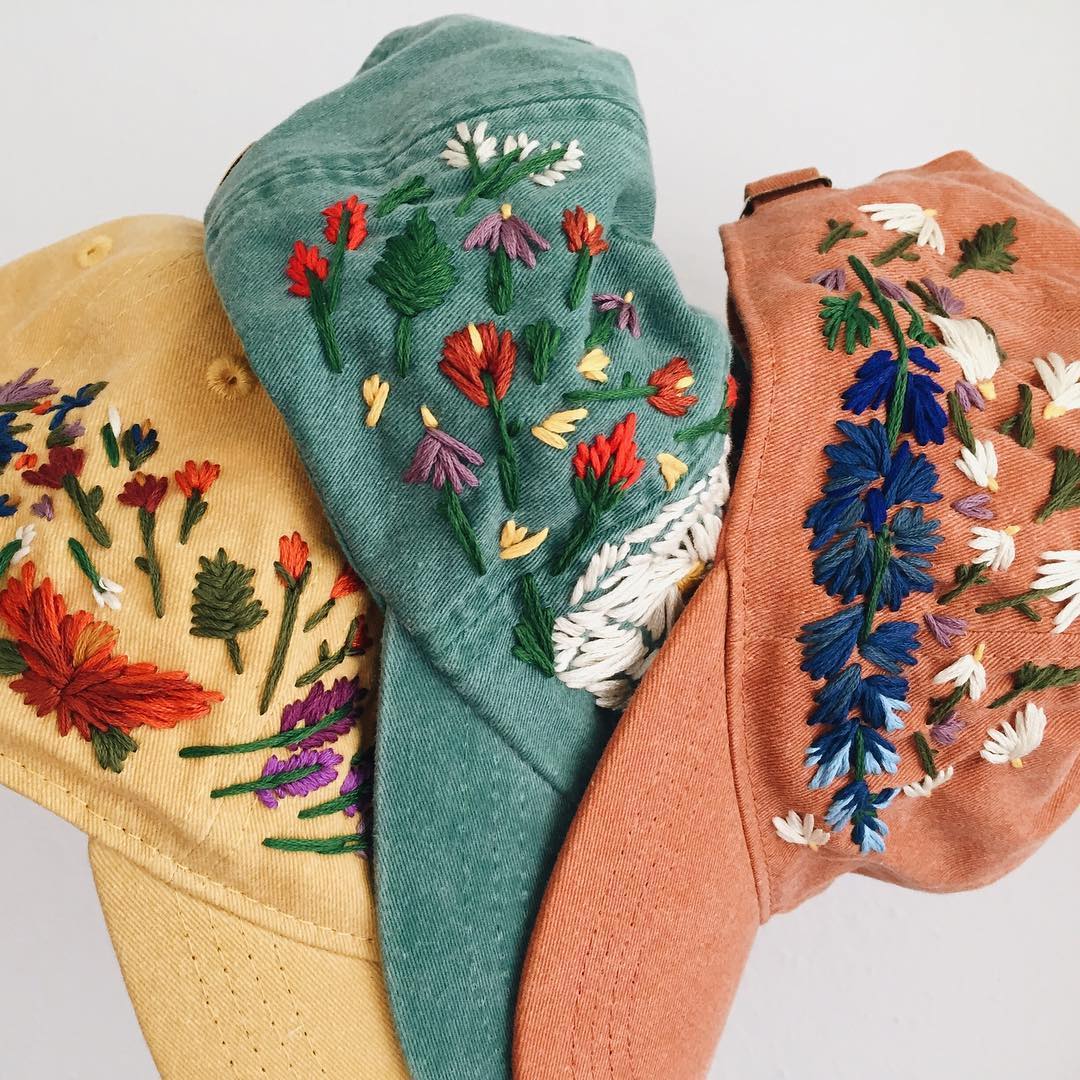 Embroidered hats by Lexi Mire