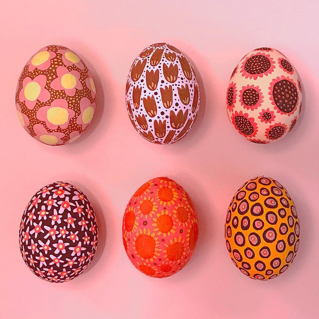 Illustrated egg art by Katy Crater