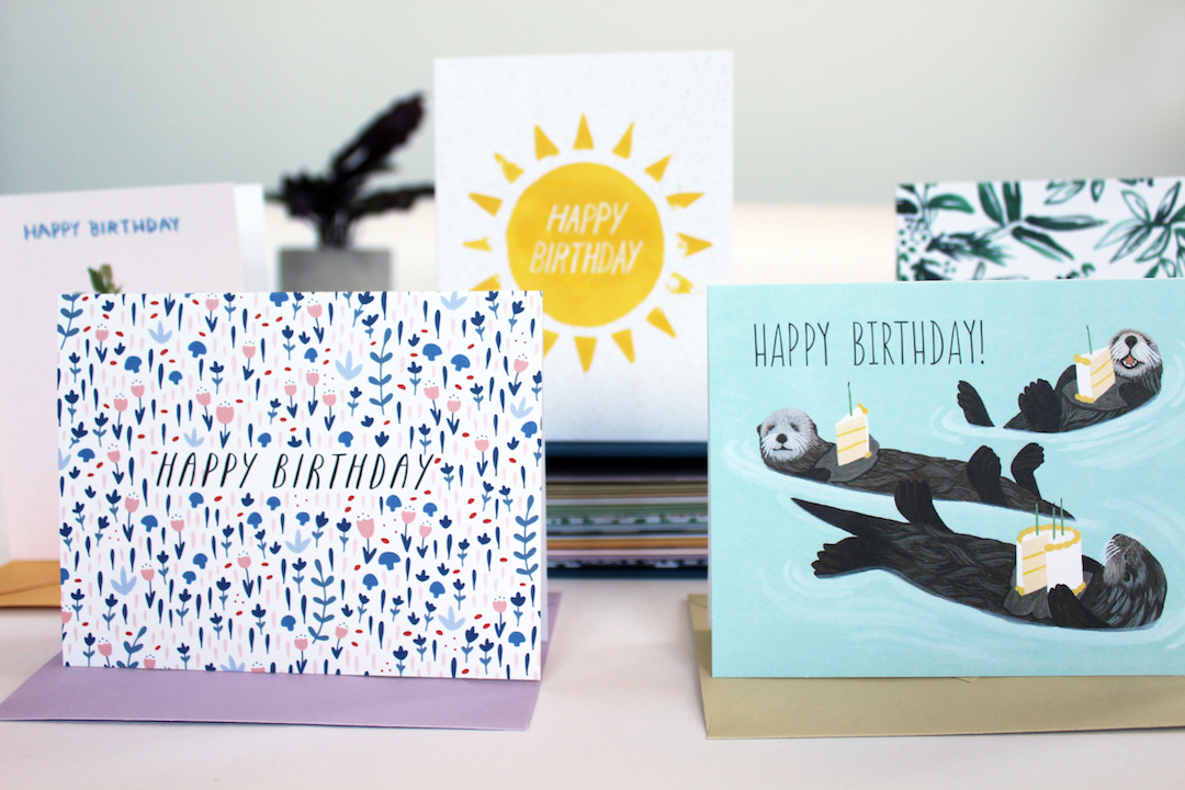 Illustrated birthday cards