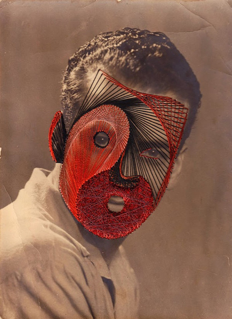 Maurizio Anzeri Embroiders Masks Over Photographs Brown Paper Bag maurizio-anzeri-embroiders-masks-over-photographs-brown-paper-bag