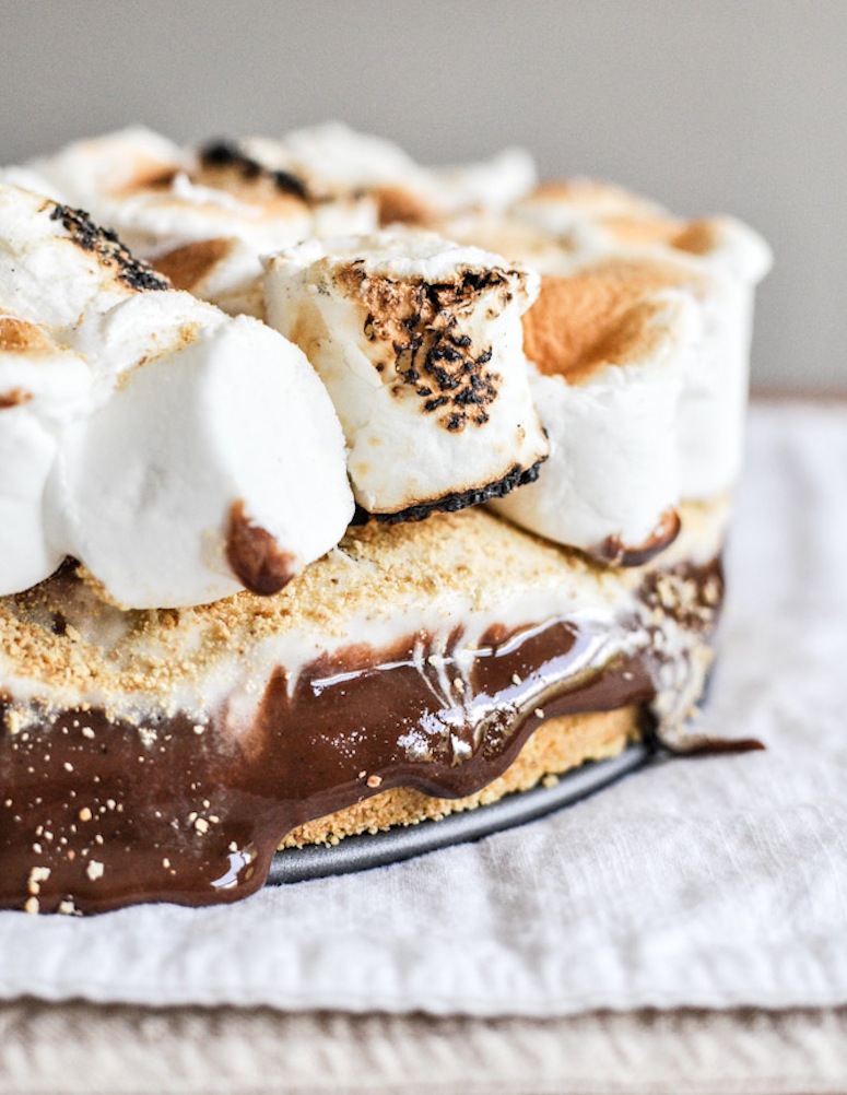 Gooey S'mores Ice Cream Cake via How Sweet It Is