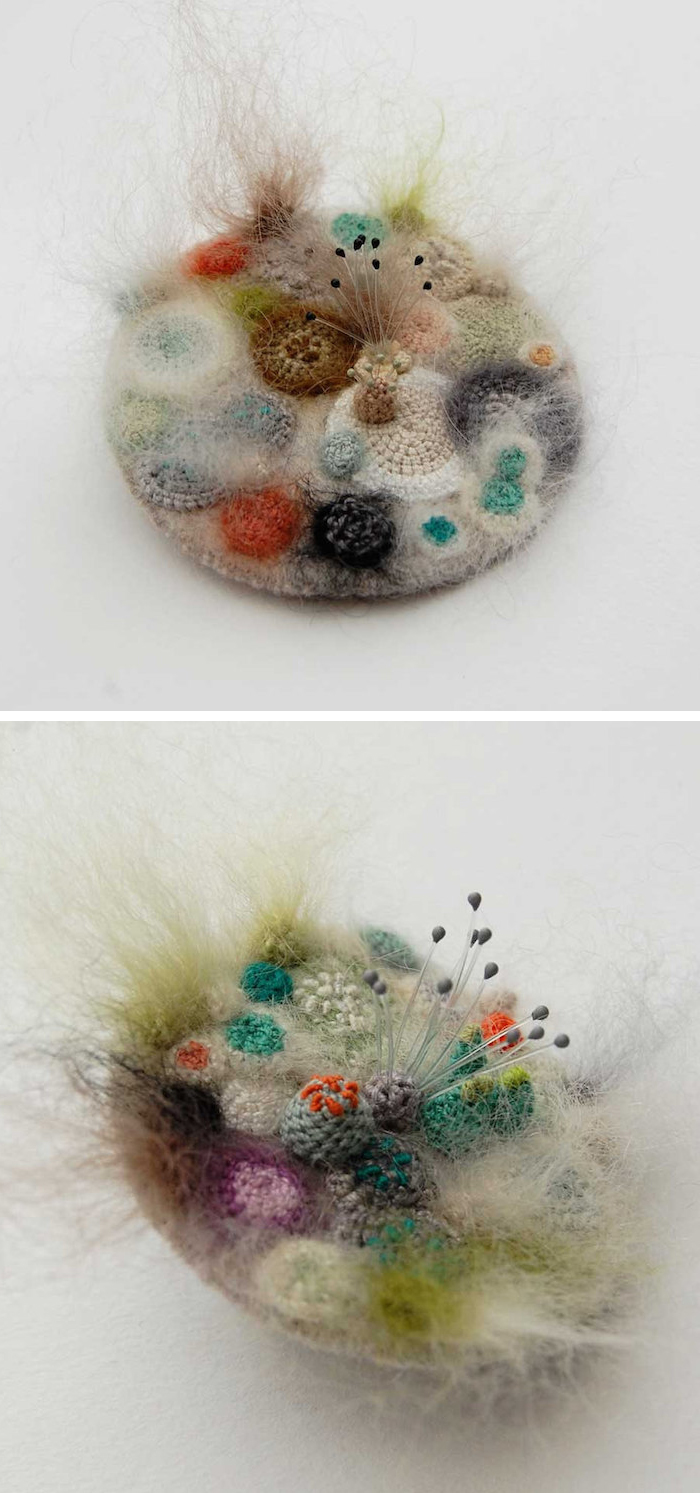 Felted and crocheted bacteria by Elin Thomas