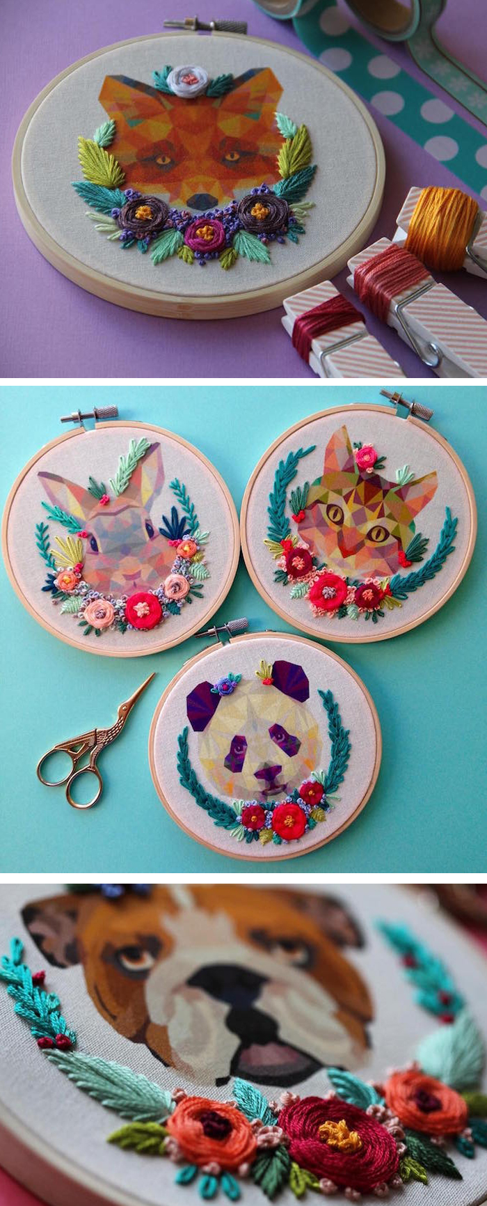 Animal embroideries by Maria Arseniuk