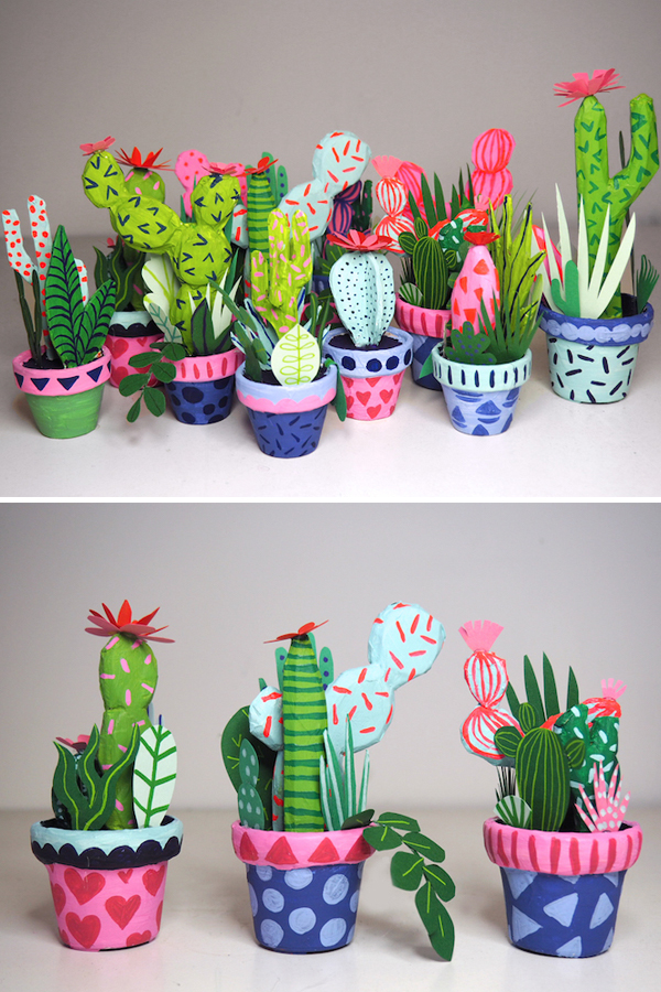 Paper mache cacti by Kim Sielbeck
