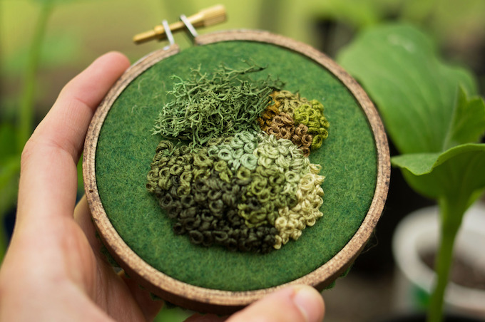 Moss embroidery by Emma Mattson