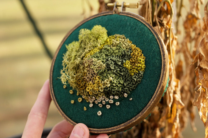 Moss embroidery by Emma Mattson