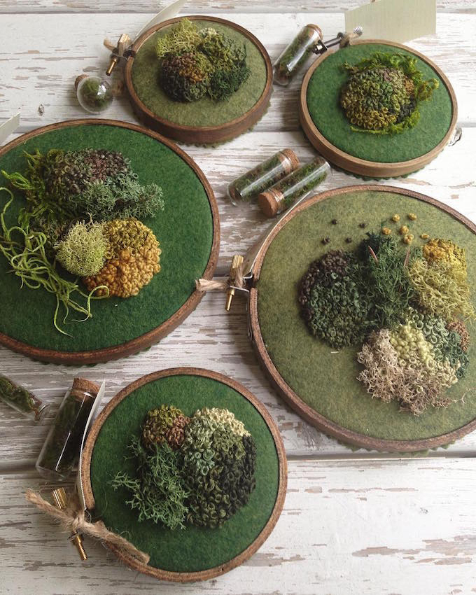 Moss embroidery by Emma Mattson