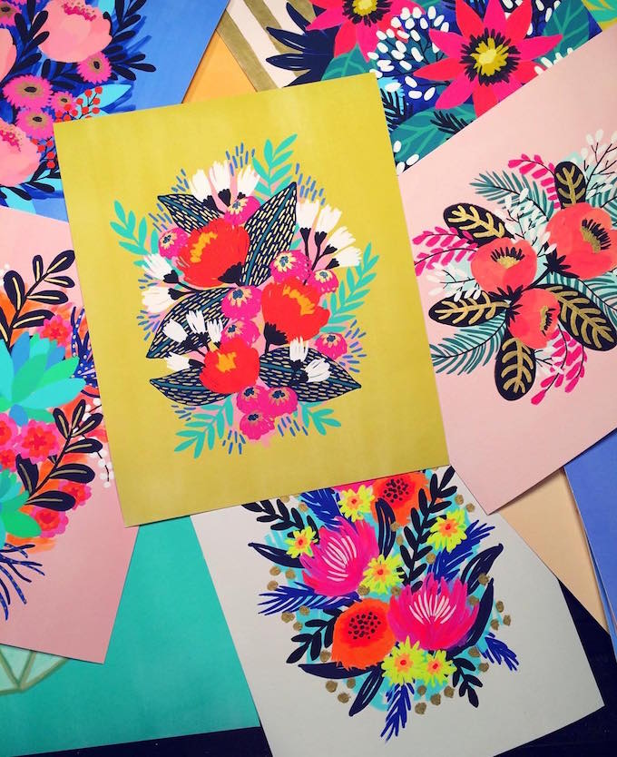 Floral paintings by Jess Phoenix