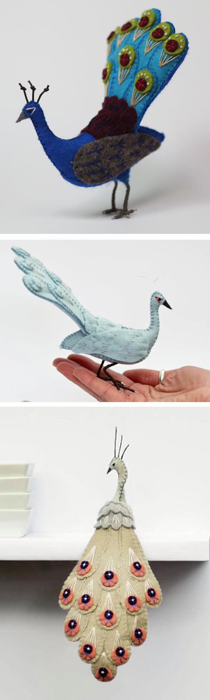 Jill Ffrench felt bird sculptures