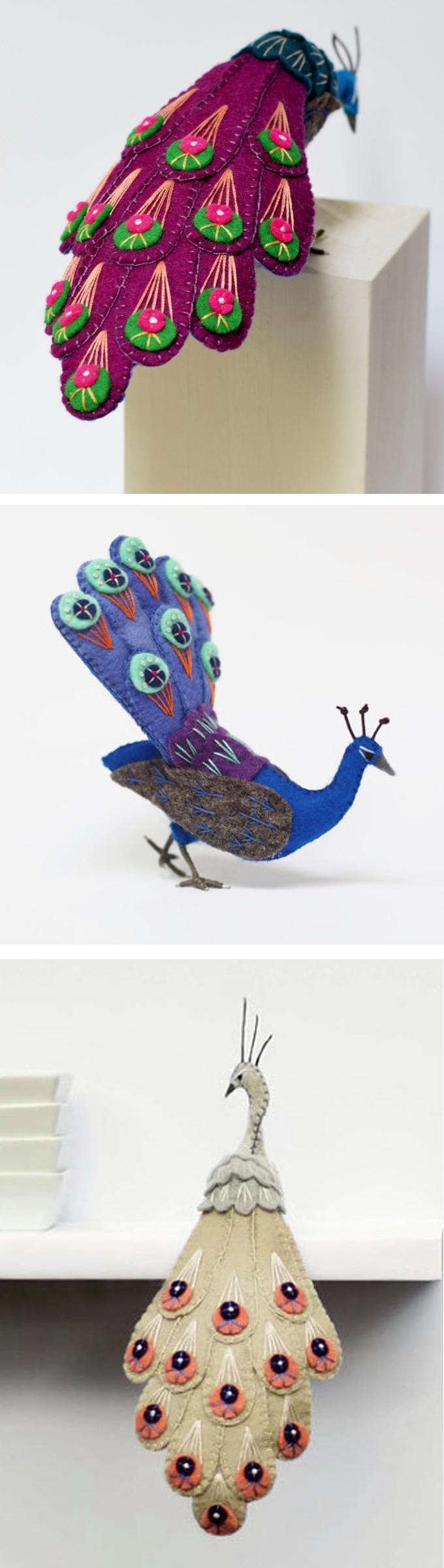 Jill Ffrench felt bird sculptures