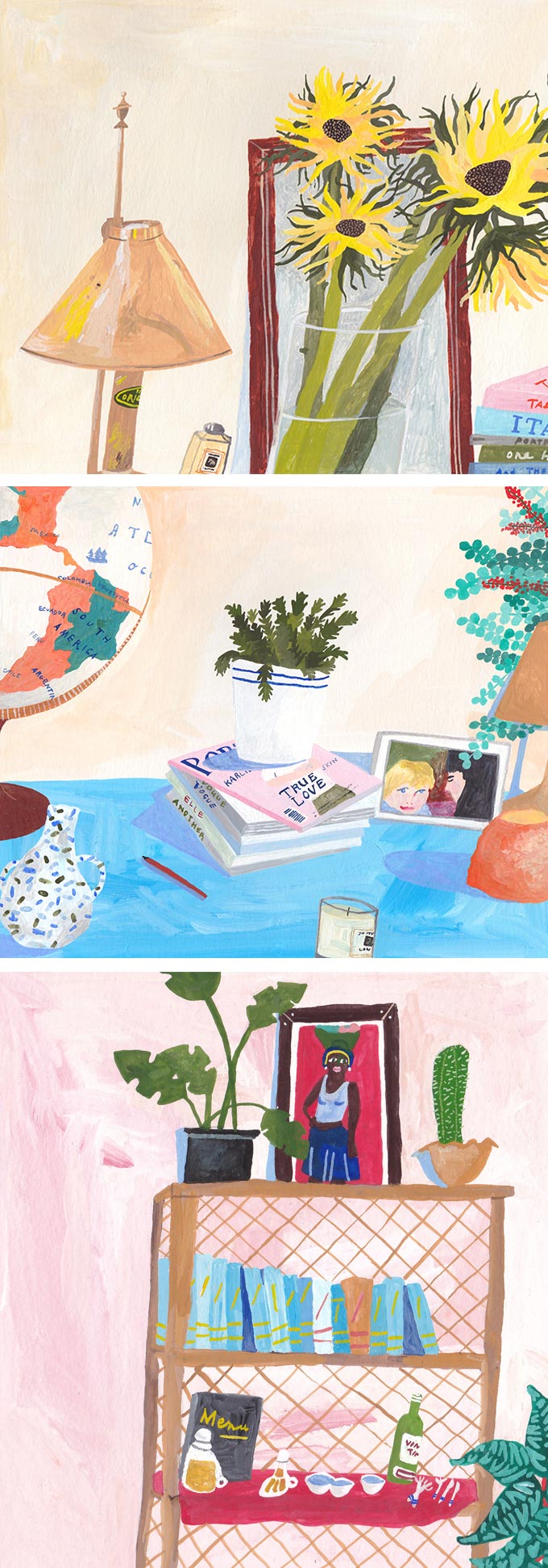 Illustrated interiors by Liz Rowland