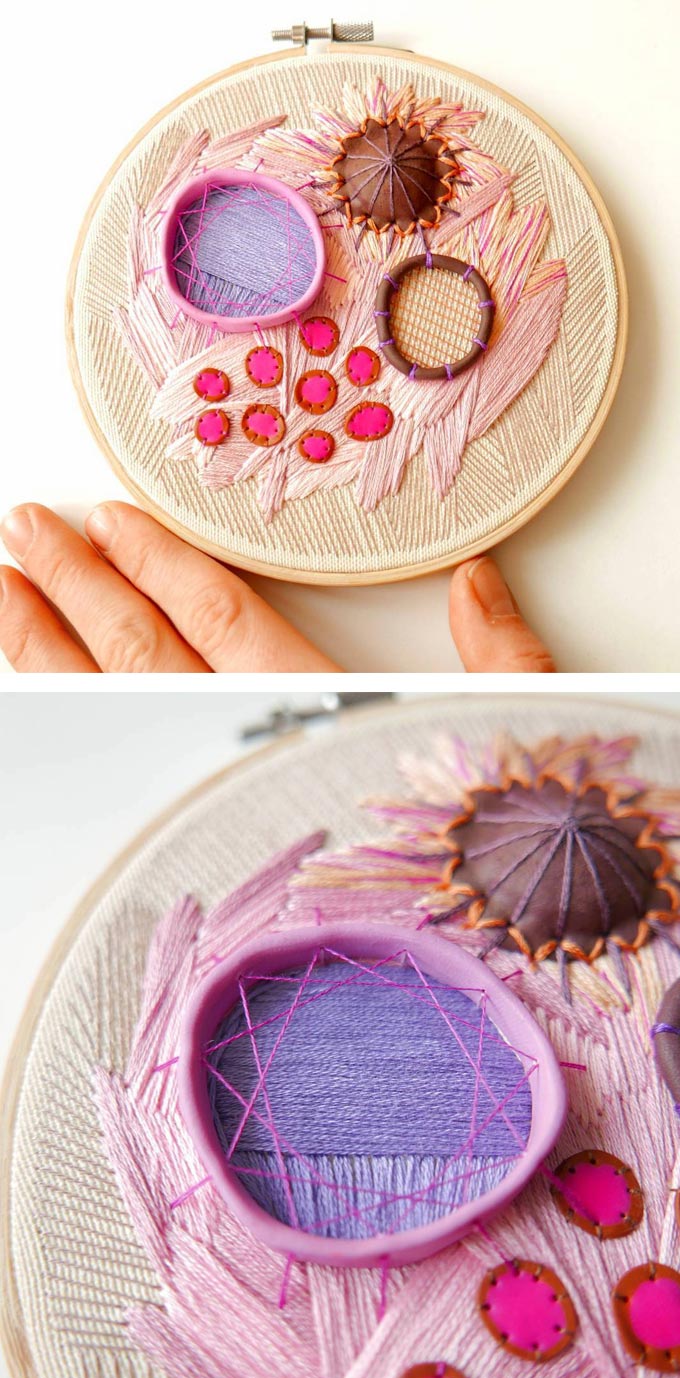 Clay embroidery by Justyna Wolodkiewicz