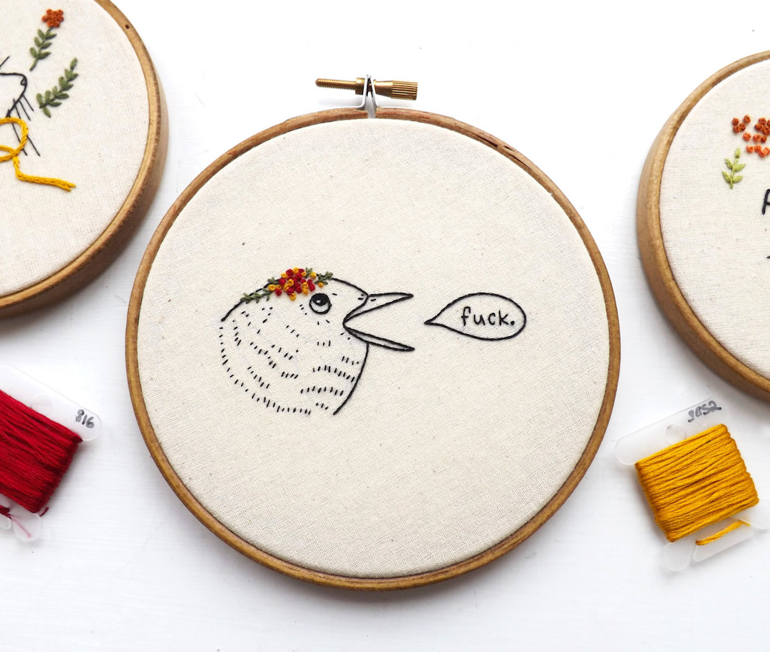 Embroidery hoop art by Kate Appleby