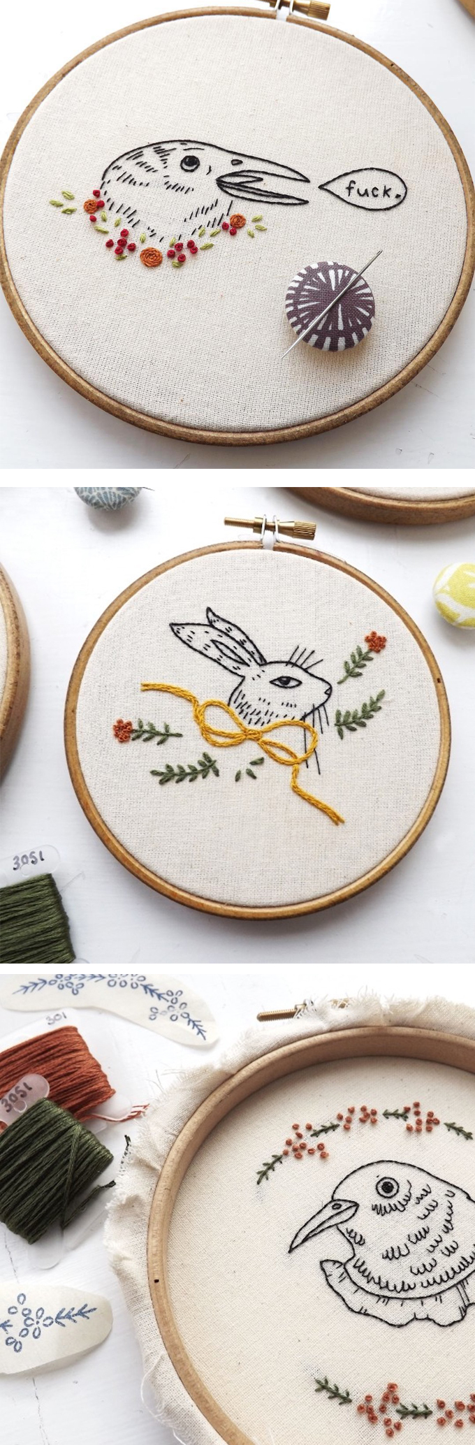 Embroidery hoop art by Kate Appleby