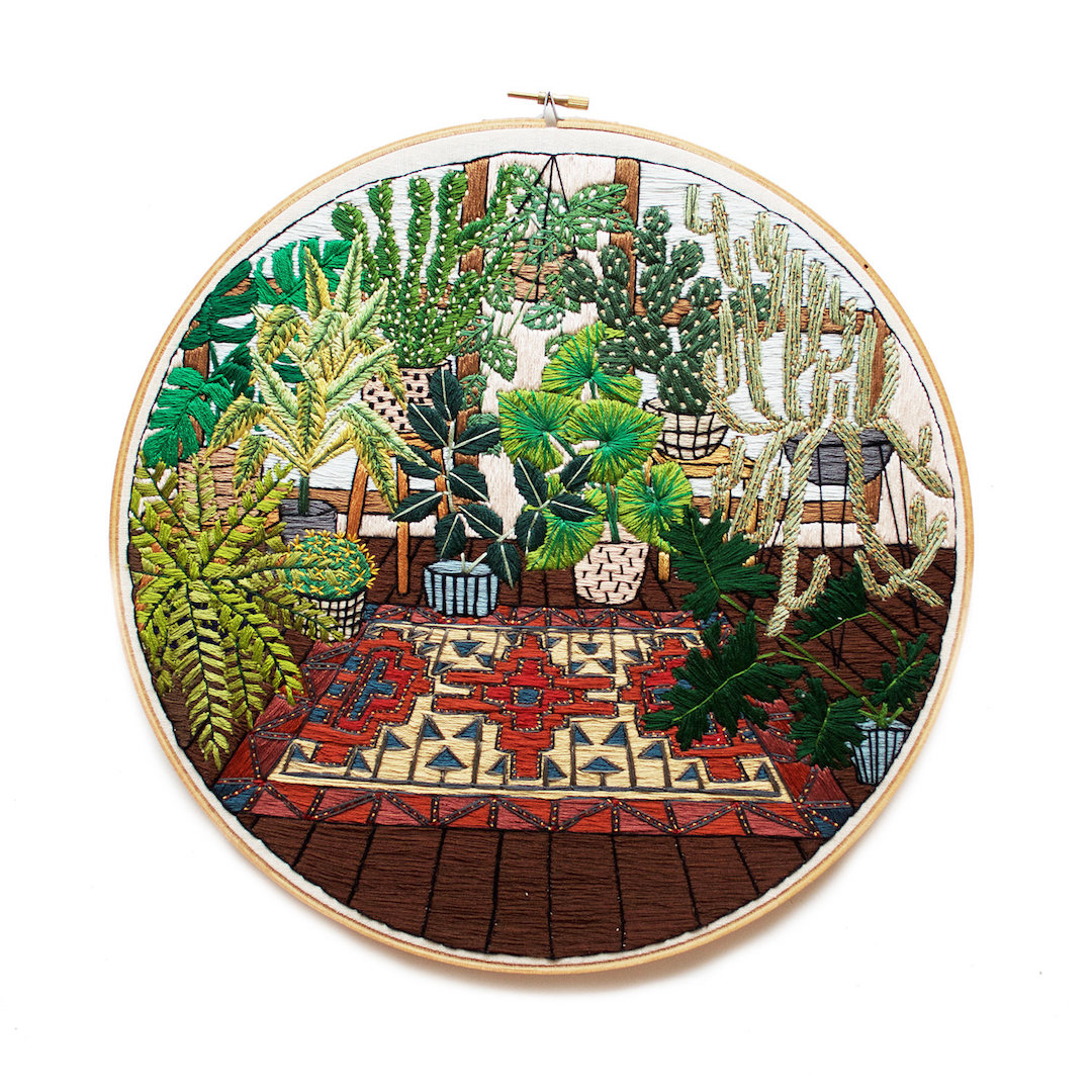 Sarah K. Benning embroidery hoop art