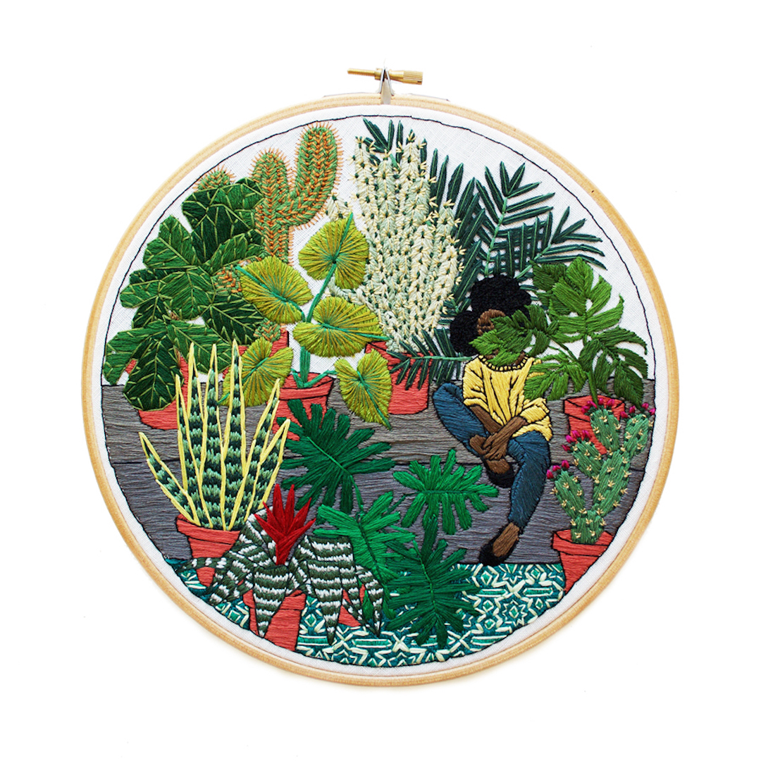 Sarah K. Benning embroidery hoop art