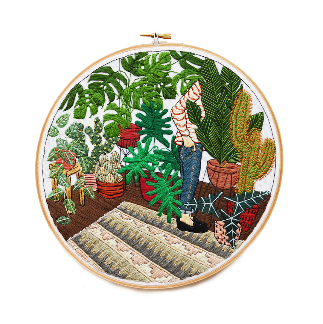 Sarah K. Benning embroidery hoop art