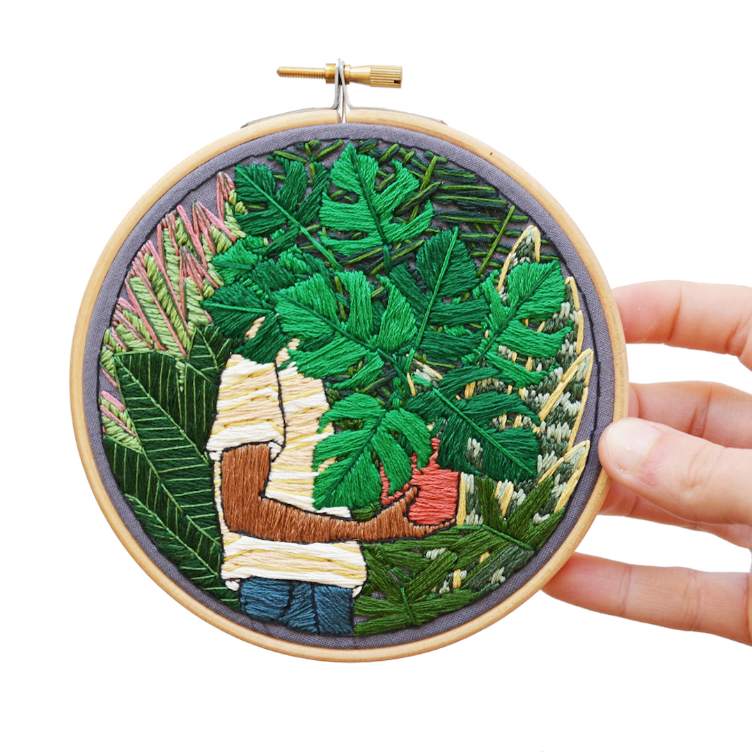 Sarah K. Benning embroidery hoop art