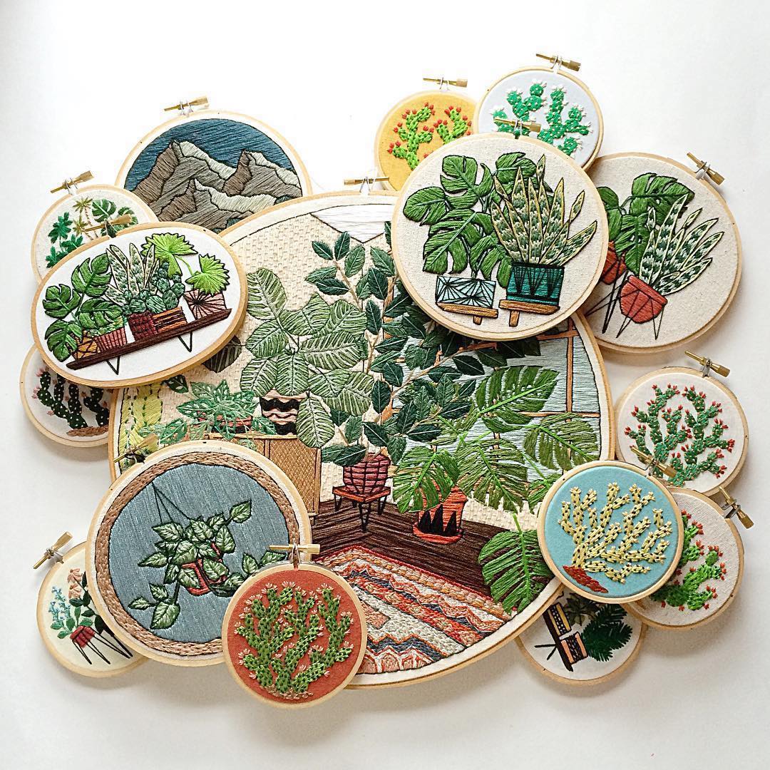 Sarah K. Benning embroidery hoop art