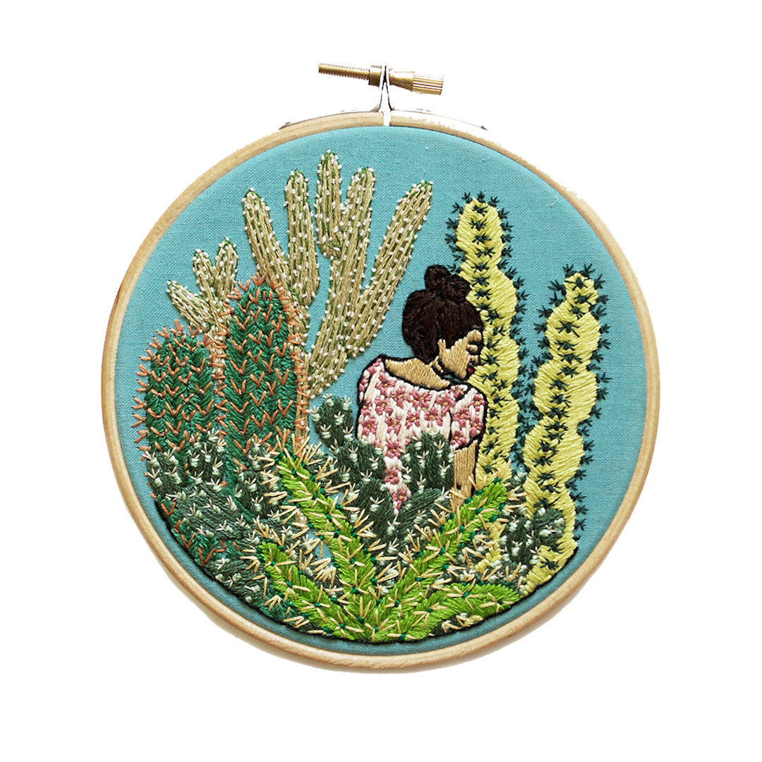 Sarah K. Benning embroidery hoop art