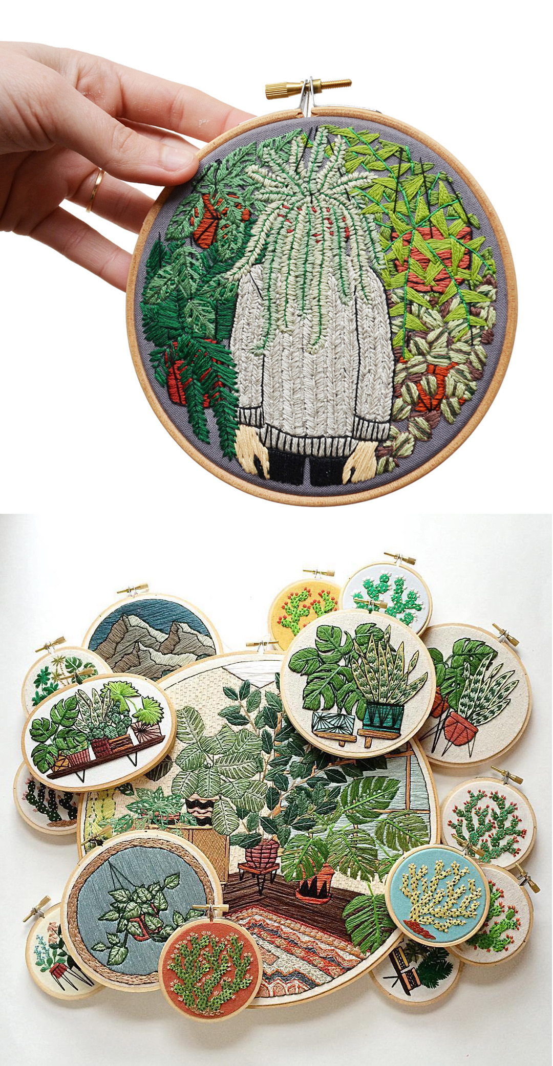 Sarah K. Benning embroidery hoop art