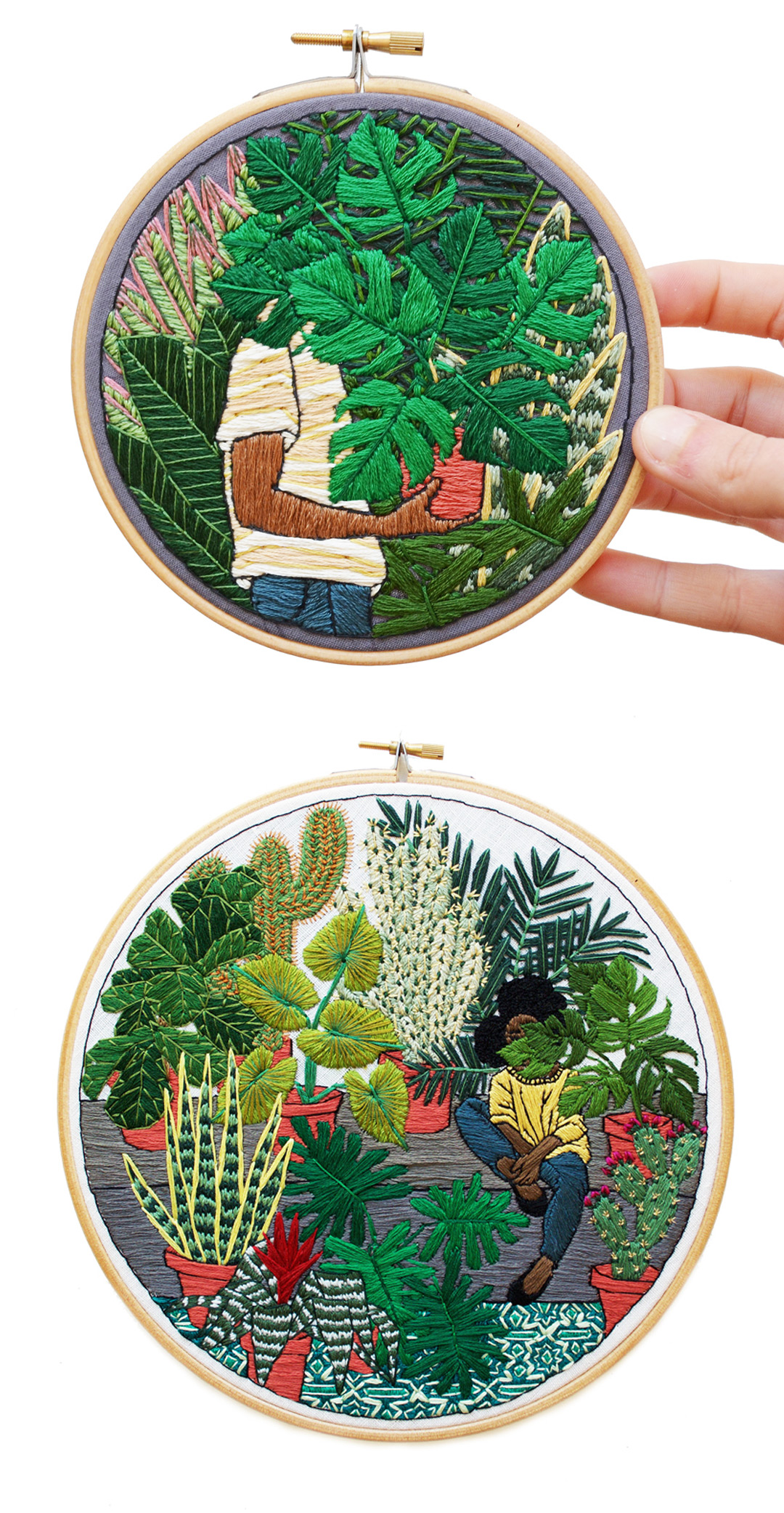 Sarah K. Benning embroidery hoop art